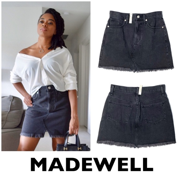 Madewell Black Denim A-Line Mini Skirt Size 27 - Picture 2 of 10